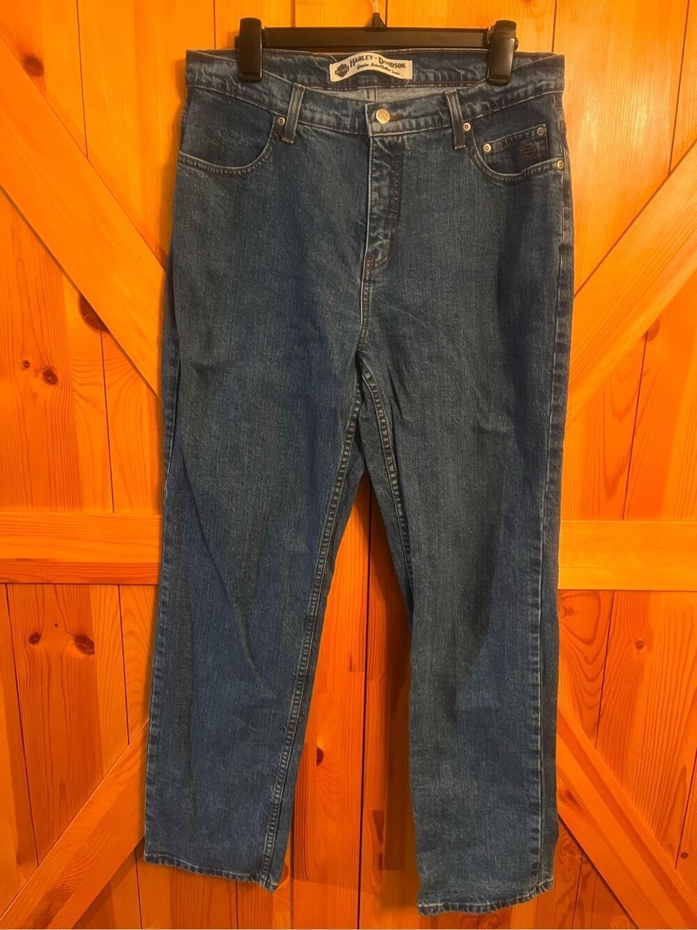 Harley Davidson Jeans Womens 14 Blue Denim Stretch Straight Leg Cotton (1164)